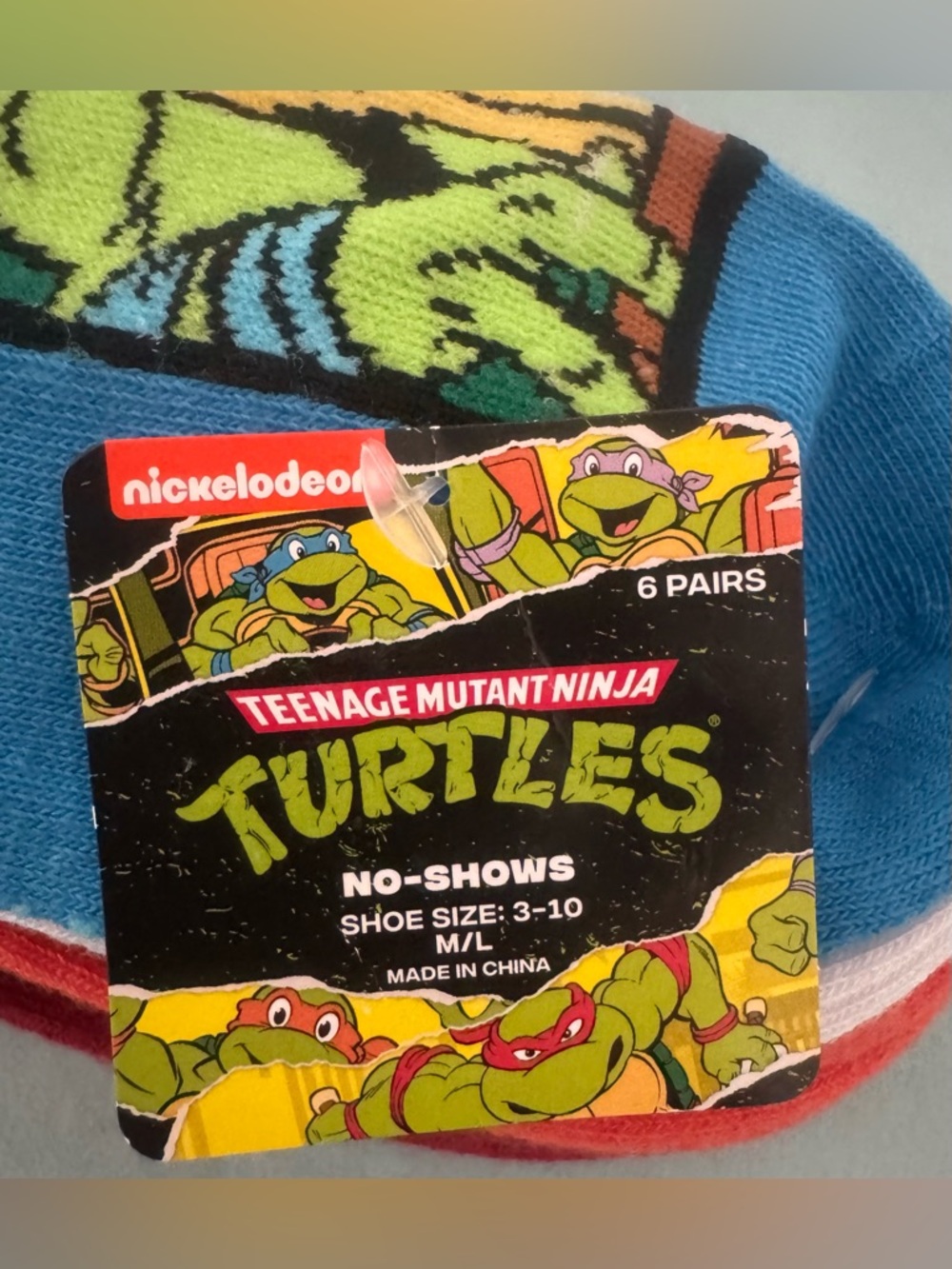 Boys Nickelodeon Teenage Mutant Ninja Turtles 6pk No-Show Socks- Multicolor Pack - Picture 5 of 5